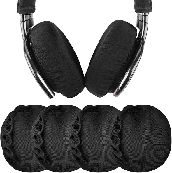 Geekria 2 Pairs Flex Fabric Headphone Covers (Product Safety Certified), Washable & Stretchable Sanitary Ear Protectors for Over-Ear Headsets, Sweat-Resistant (Size M/Black)