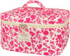 Rose Red Large Quilted Floral Makeup Bag Cute Soft Coquette Aesthetic Cosmetic Bag Cotton Travel Toiletry Bag for Women