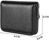 Genuine Leather Credit Card Holder Wallet RFID Blocking Secure Card Case ID Case Organizer Zipper Wallet (A-Classic Black)