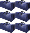 SWEET DOLPHIN 6 Pack Extra Large Moving Bags with Strong Zippers & Carrying Handles, Heavy Duty Storage Tote for Space Saving Moving Storage, Fold Flat, Alternative to Moving Box (Navy Blue)