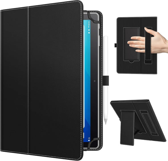 Timovo Universal Case for 10.1 Inch Android Tablet with Pen Loop, Lightweight Folding Stand Cover with Hand Strap for All 9"-11" Touchscreen Tablet, Black