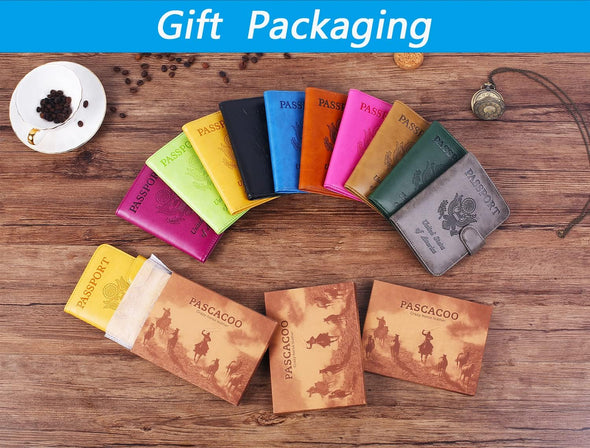 Passport Holder Cover Wallet RFID Blocking Leather Card Case Travel Accessories for Women Men (Purple)
