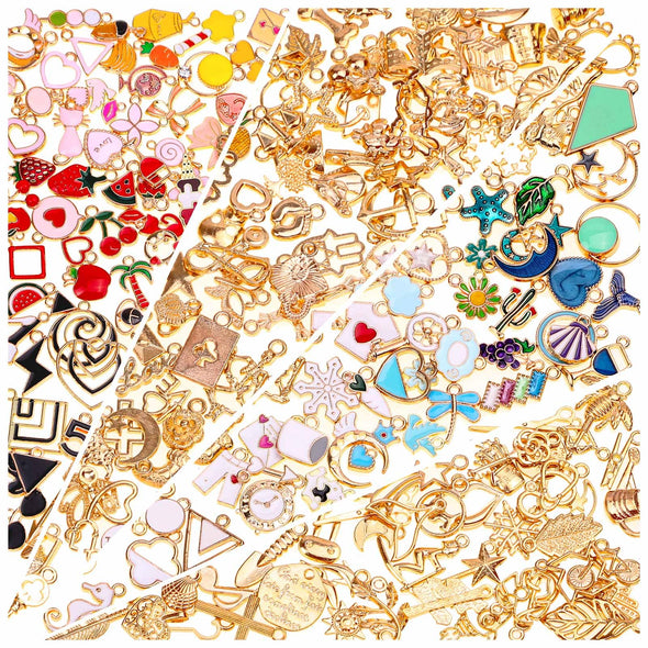Acejoz 200Pcs Mixed Metal Charms Bulk Jewelry Making Supply Set