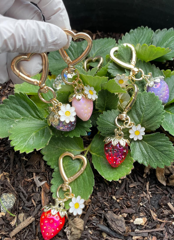 Agromusk Cute Strawberry Keychain, Heart Flower Daisy Bag Charms