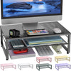 Gianotter Desk Organizers and Accessories, 2-Tier Metal Monitor Stand Riser, Desk Organizer for Monitor, Office Desk Storage Organizer for Office Supplies (Black)
