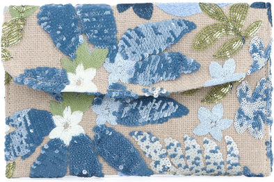 Oweisong Floral Clutch Purses for Women Summer Embroidery Purses Sequin Beaded Evening Bag for Formal