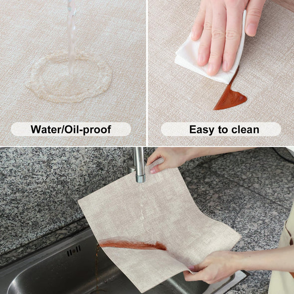 Homaxy Faux Leather Heat Resistant Placemats Set of 6, Waterproof Anti-Slip Wipeable, Beige