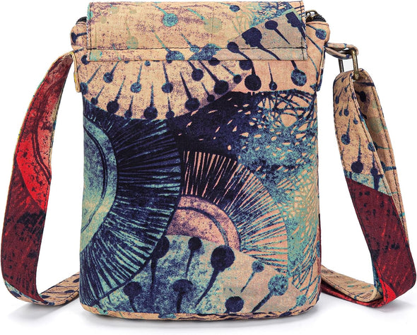 OPQRSTU Women'S Retro Small Size Canvas Shoulder Bag Hippie Boho Crossbody Handbag