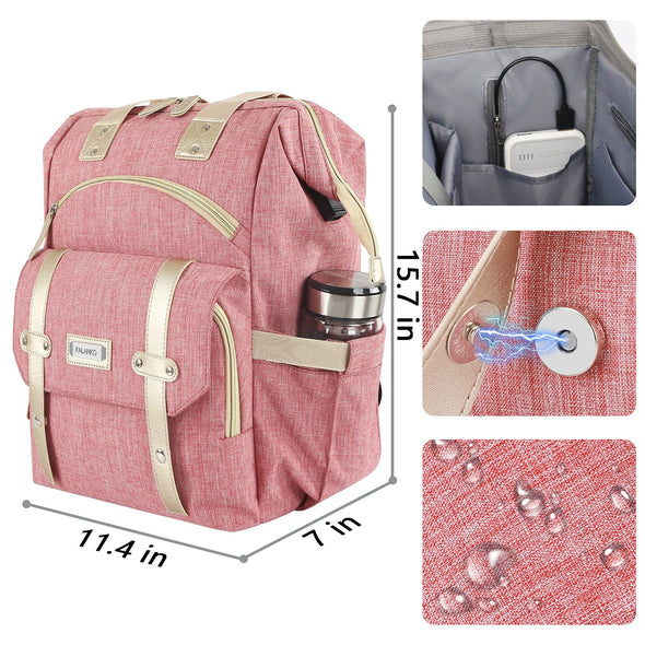 FALANKO Wide Open Pink Backpack with  USB Charging Port