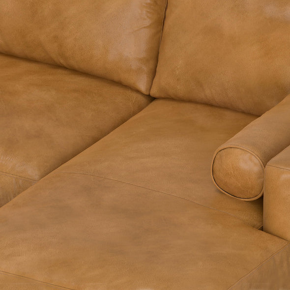 SIMPLIHOME Morrison Mid Century Genuine Leather Sectional Sofa, Sienna Full Grain Leather
