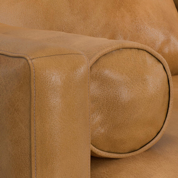 SIMPLIHOME Morrison Mid Century Genuine Leather Sectional Sofa, Sienna Full Grain Leather