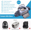 Siivton 4 Sides Expandable Pet Carrier, Airline Approved Soft-Sided Dog Cat Carrier Bag with Fleece Pad for Cats, Puppy and Small Animals (4 Extension Gray_Blue, L:18.0" L X 11.0" W X 11.0" H)