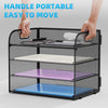 Marbrasse 4 Tier Paper Organizer Letter Tray - Mesh Desk File Organizer with Handle, Paper Sorter Organizer for Letter/A4 Office File Folder Holder (Black, 12.6" X 9.1" X 10.7")