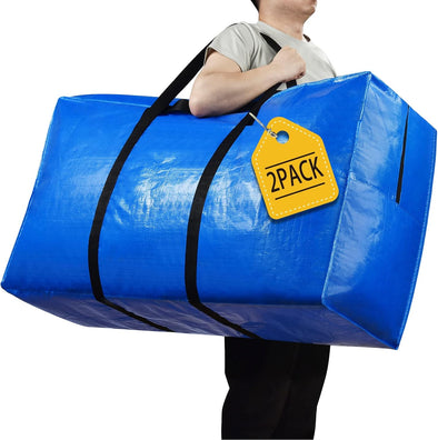 57 Gallon Extra Large Storage Bags, XXL Jumbo Large Moving Bags Heavy Duty, Storage Totes Moving Boxes Supplies for College, Foldable Duffle Bag for Travel, Christmas Tree Bag, 42X23X13.5Inch - 2PACK