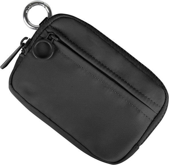 Didida the Iris Wallet Zip Card Case with ID Window Purses for Women Coin Purse with Zipper Mini Portable Keychain Wallet, Black