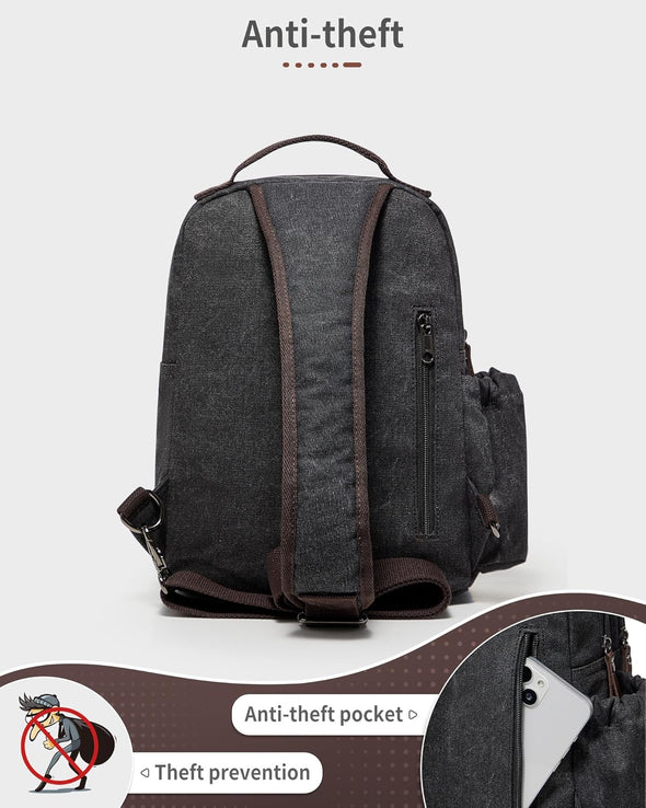 Messenger Bag for Men,Small Sling Crossbody Backpack Shoulder Bag for Men Women,Canvas Strap Backpack Sling Bag