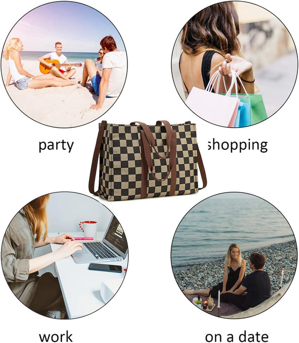 Laptop Tote Bag for Women Work 15.6 Inch Canvas Shoulder Bags Computer Messenger Purse Teacher Handbag Office Briefcase
