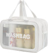 Travel Toiletry Bag for Women and Men, Matte Translucent Toiletry Bag with Handy Handle, Makeup Cosmetic Organizer Bag for Travel Toiletries Accessories (White-Xl)