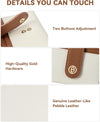 BOSTANTEN Slim Wallet for Women Small RFID Blocking Credit Card Holder Leather Bifold Wallets with Zipper Coin Pocket Beige＆Brown
