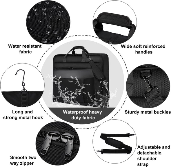 Garment Bag Travel Suit Bag for Men Large 40-Inch Carry on Garment Bag up to 3 Suits for Business Trips,2 in 1 Hanging Suitcase Luggage Bags for Travel,Foldable Carry on Bag Fits 15.6Inch Laptop,Black