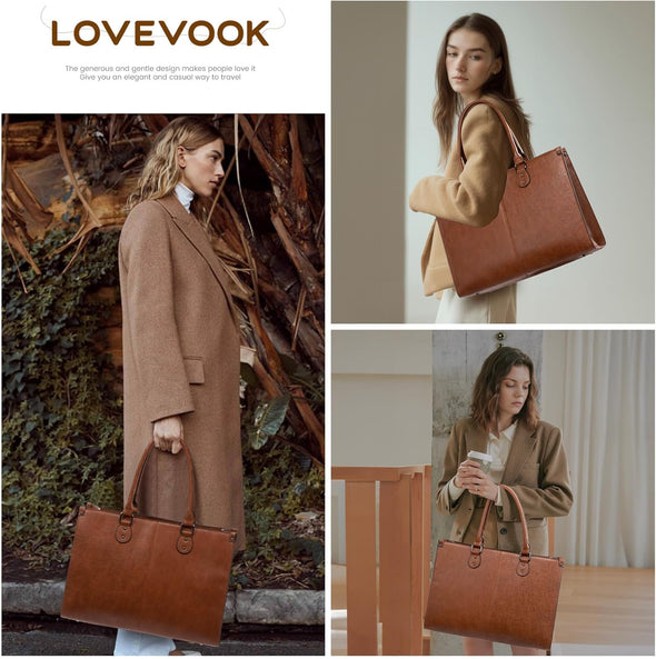 Laptop Bag for Women, 15.6 Inch Laptop Tote Bag Vintage Work Bags for Women Computer Bag Office Briefcase Handbag