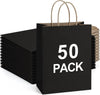 Bagdream 50Pcs Gift Bags 8X4.25X10.5 Inches Kraft Paper Gift Bags with Handles Bulk for Shopping, Wedding, Party Favor, Merchandise, Retail, Black Paper Sacks