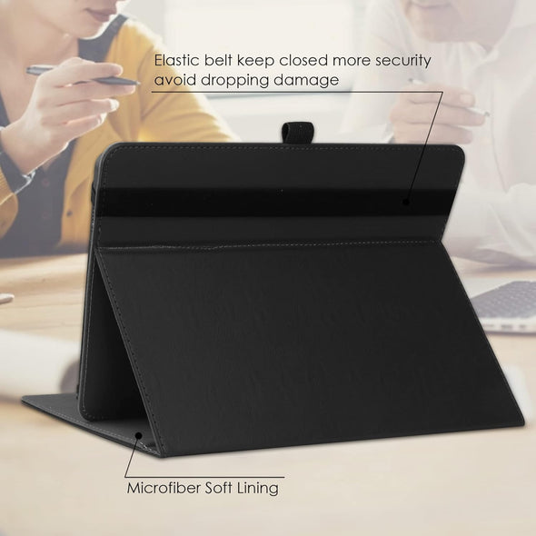 Universal 9",9.7",10.1",10.2",10.5",10.9",11" Tablet Case,Multi-Viewing Angels Stand Folio Case Cover with Handstrap for for Ipad, Samsung,Other 9-11 Inch Tablet,Black