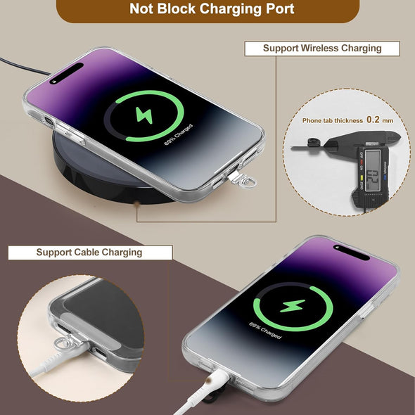 Clip and Go Strap for Phone with Wallet Crossbody (Detachable RFID Blocking Wallet) - Adjustable Phone Strap W/Soft Silicone Pad, Universal Phone Lanyard with 360° Rotatable Tether Tabs for All Phones