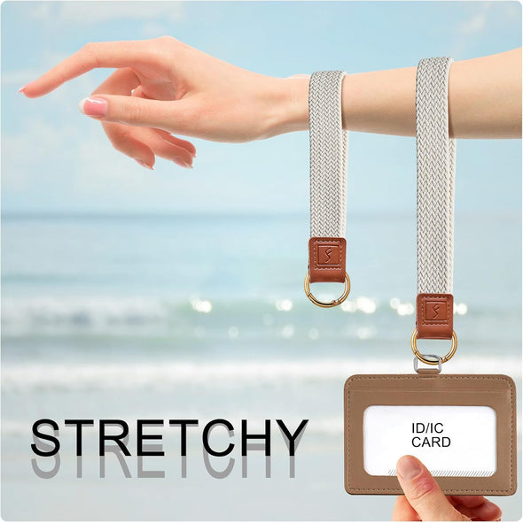 Fishent Stretchy Key Chain, Cute Keychain Wristlet, Woven Wrist Lanyard for Keys, Key Chains for Women Men Car Keys ID Badges Card Wallet Phone