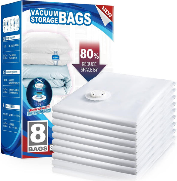 TAILI 8 Pack Vacuum Storage Bags for Comforter and Blankets, Jumbo Vacuum Seal Bags for Bedding 40X31 Inch, Space Saver Bags for Clothes, Pillows, Saving More Closet Space