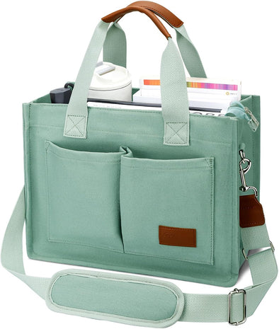 KKXIU Large Canvas Tote Bag for Women with Zipper and Compartments Crossbody Work Bible Messenger Purse Bag with Pockets
