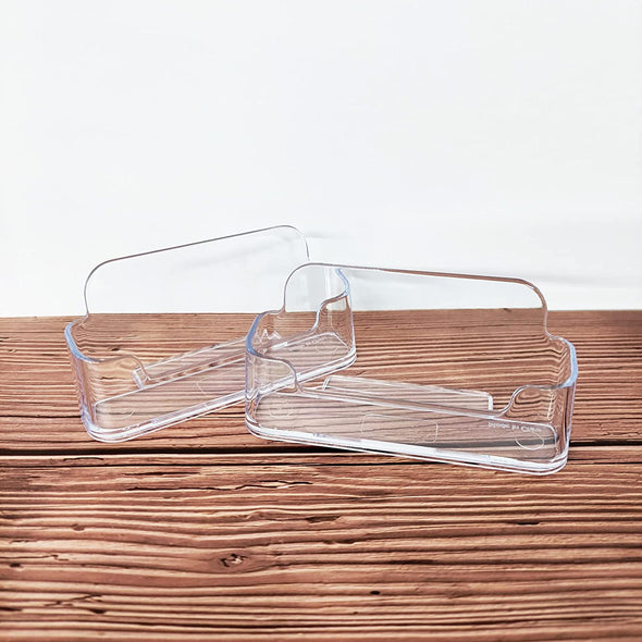 8 Pack Acrylic Business Card Holder for Desk, Clear Plastic Business Cards Display Holders Stand, Fits 30-50 Business Cards