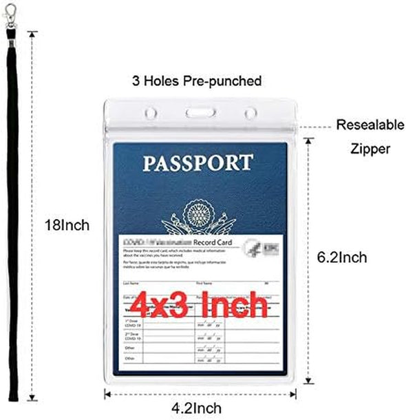 Passport Badge Holders with Extra PVC ID Card Holder and Woven Lanyards Ideal for Cruise and Vacation by Cypescrafts(2Pack Black Lanyards)