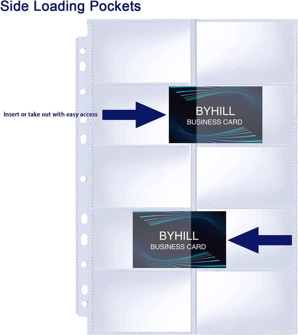 30 Pack 600 Pockets Business Card Sleeves Binder Sheets, Ultra-Clear Business Card Pages for 2/3/4 Ring Binder, Double Sided 10 Pocket Credit Card Pages
