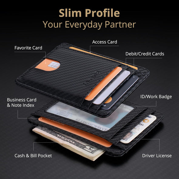 Buffway Slim Minimalist Front Pocket RFID Blocking Leather Wallets for Men and Women