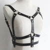 Wiwpar Punk Black Leather Chest Harness Body Waist Chain Belt Rave Nightclub Sexy Belly Bra Jewelry Accessory for Women Girls