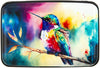Credit Card Holder for Women Men RFID Blocking Wallet Small Business Metal Slim Mini Aluminum Hard Case (Watercolor Painting Hummingbird)