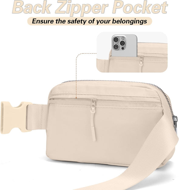 JSJ Mini Fanny Pack for Women & Men,Valentines Day Gifts for Girls Teens Kids Daughter Sister Her,Trendy Stuff Crossbody Bags Cute Everywhere Belt Bags.(Creamy)