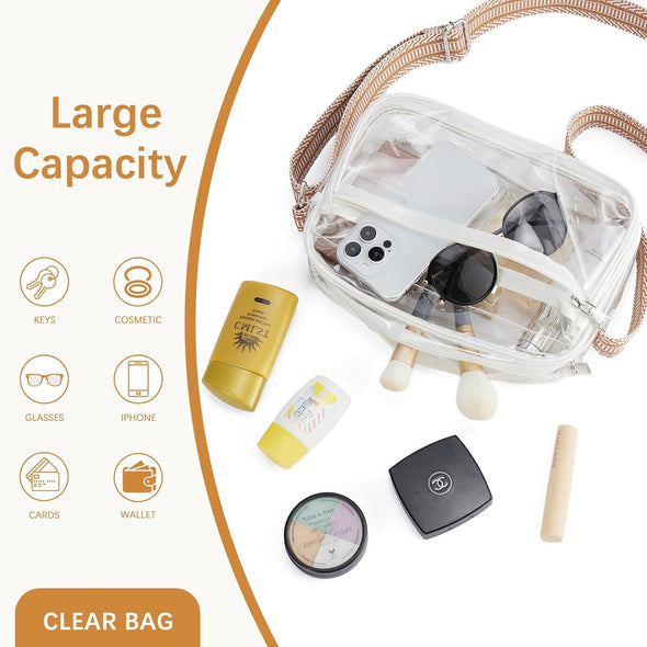 BOSTANTEN Clear Bag for Women Stadium Approved Clear Bags Small Crossbody Purse Trendy for Concerts Sports Events