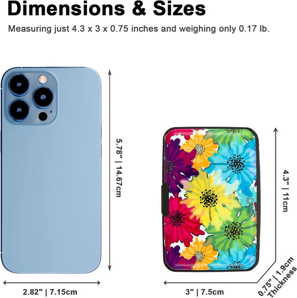 Credit Card Holder, Metal Card Wallet RFID Blocking Mini Slim Aluminum Business Hard Card Case for Women Men (Motley Floral)