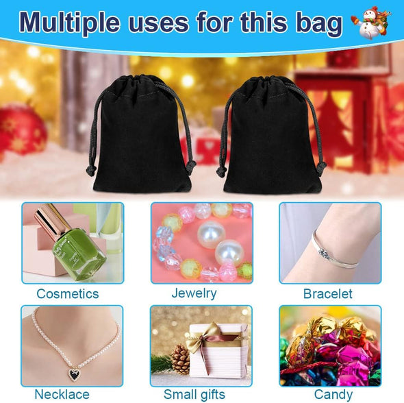 Shintop 10Pcs Velvet Drawstring Bags Wedding Gift Bags Velvet Cloth Jewelry Pouches (Black)