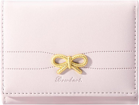 Sunwel Fashion Wallets Girls Cute Coquette Bow Small Wallet Aesthetic Card Holder ID Window Purse for Women (PINK)