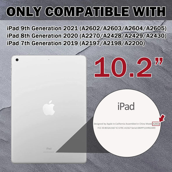 Case for Ipad 9Th/8Th/7Th Generation 2021/2020/2019(10.2 Inch), Heavy Duty Military Grade Shockproof Rugged Protective 10.2" Cover with Built-In Stand for Ipad 9 8 7 Gen (Black+Red)