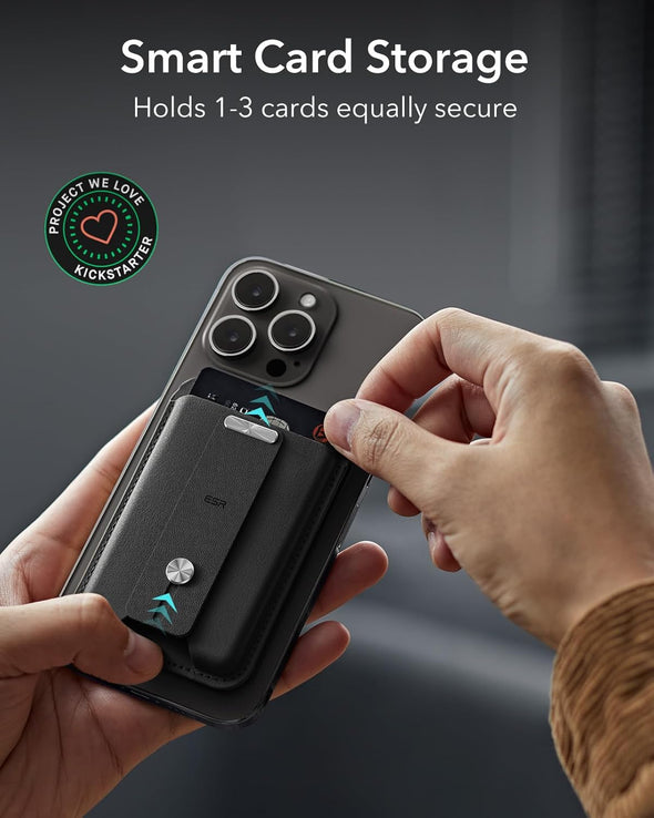 ESR for Magsafe Wallet with Full Find My Functionality, Magnetic Geo Iphone Wallet, up to 3,000G Magnet Strength, Card-Holder with Adjustable Stand, for Iphone 16/15/14/13/12 Series, Black