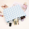 2 Pieces Makeup Bag Large Checkered Cosmetic Bag Capacity Canvas Mix Travel Toiletry Bag Organizer Cute Makeup Brushes Aesthetic Accessories Storage Bag for Women, Checkered Mix Blue