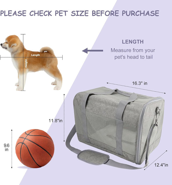 Prodigen Cat Carrier Dog Carriers for Small Dogs Soft Slided Airline Approved Collapsible Pet Travel Carrier, Small (16.3" L X 11.8" H X 12.4" W)