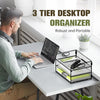 Daltack 3-Tier Paper Organizer with Handle, Mesh Desk Organizer Letter Tray, Paper Tray Organizer File Organizer for A4 File Folder, Black