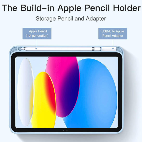 Akkerds Compatible with Ipad (A16) 11Th Generation Case 11 Inch 2025, for Ipad 10Th Generation Case 10.9 Inch 2022 with Pencil Holder, Slim Trifold Stand Protective Cover with Soft TPU Back, Sky Blue