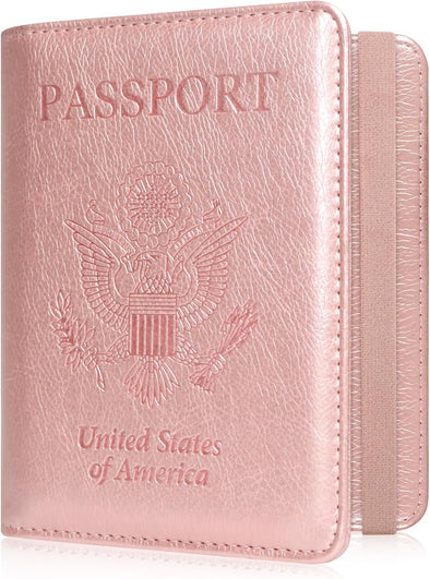 Acdream RFID Blocking Passport Holder Travel Wallet - Premium PU Leather Cover Passport Book with Card Holder, Pen Slot, Keep Organization, and Travel Essentials for Women and Men
