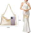 Women Satin Evening Handbag Wedding Prom Clutch Purse Formal Cocktail Party Clutches Shoulder Bag with 2 Bag Chains